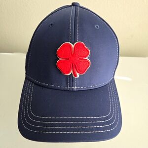 Black Clover Golf Cap L/XL Navy Blue Red Clover Patch Fitted Hat Live Lucky